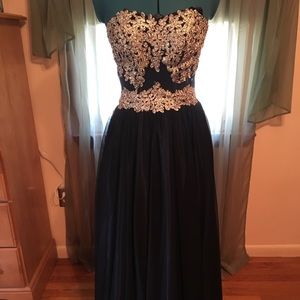 Black and gold prom/pageant dress